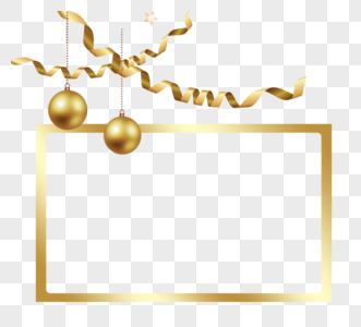 金色圣诞装饰明星丝带边框高清图片