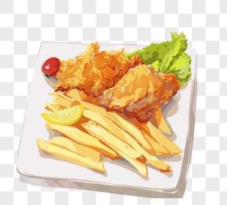 英国鱼和炸薯条特色食物元素图片
