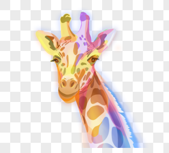 彩色动物长颈鹿头元素图片
