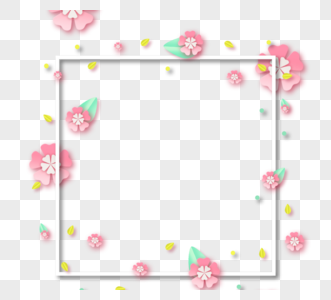 粉色花朵矩形边框设计图片