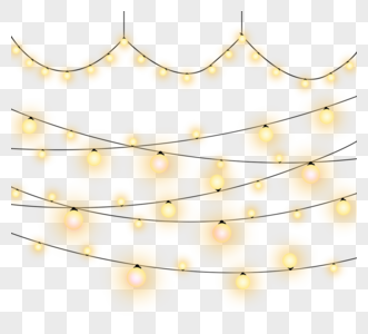 黄色灯光效果灯串装饰高清图片