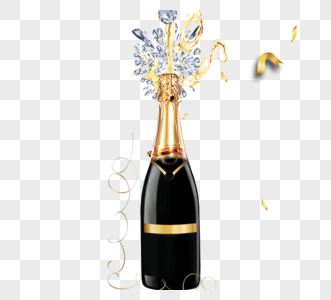黑色香槟庆祝金色边框元素图片