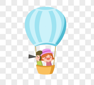 卡通乘坐热气球探索图片