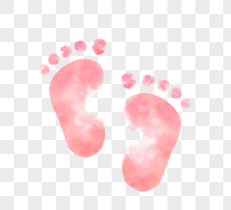 水彩手绘晕染渐变粉色新生儿婴儿脚印图片
