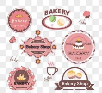烘烤蛋糕店徽章标志高清图片