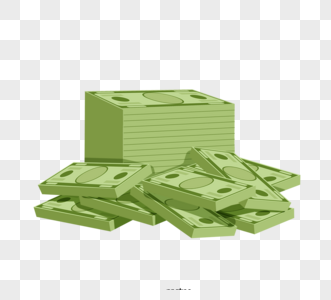 美元纸币堆叠钱币元素图片