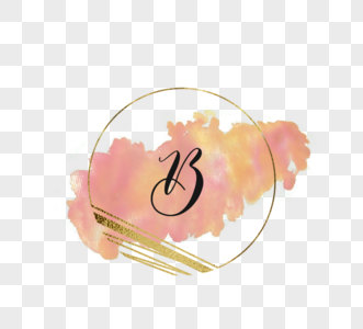 粉色英文水彩风婚礼logologo设计模板图片