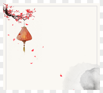 韩国传统花卉繁华大气墨水边框高清图片