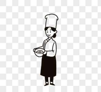 黑白女厨师图片