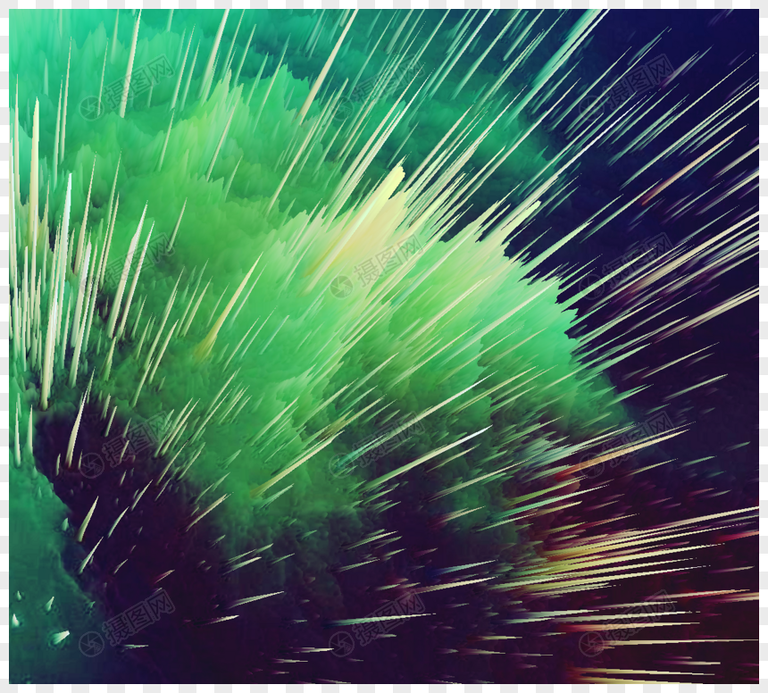 唯美大气3d立体绿色超新星爆炸动态效果星空图片