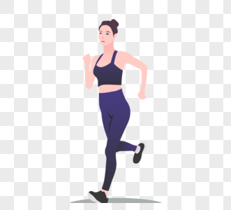 手绘美女健身跑步运动锻炼图片