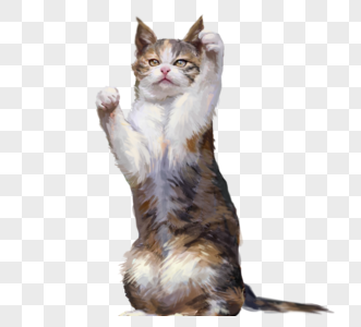 站立可爱猫咪手绘元素图片