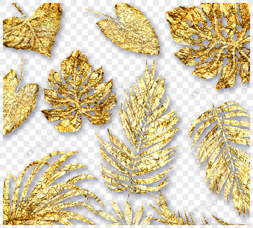 金色金箔叶子图片