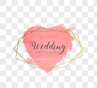 粉色几何爱心形状婚礼logo图片
