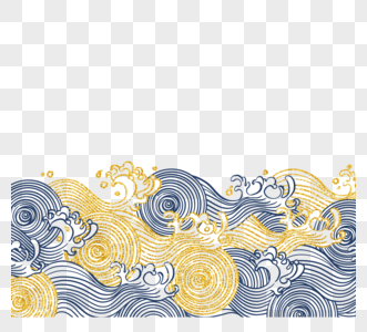 金色古典波浪波纹线装饰图案图片