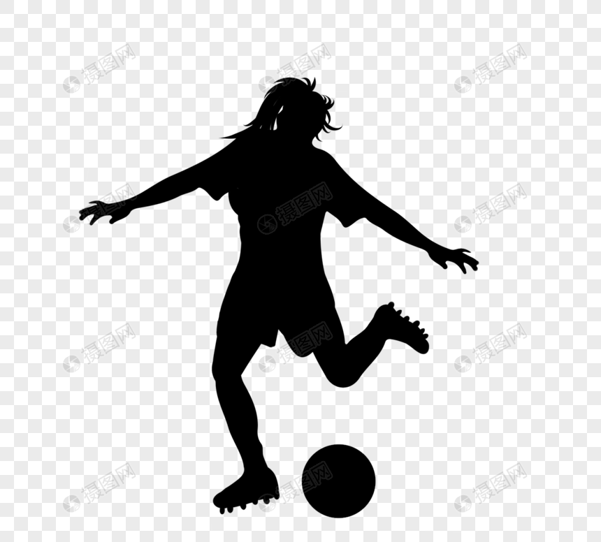 女子足球运动员剪影元素图片