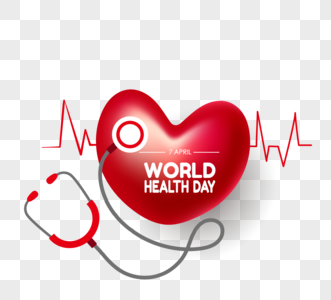 卡通立体红色世界卫生日心跳听诊器图片