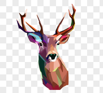 彩色动物鹿元素几何拼接图片