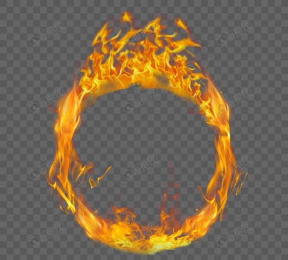 带有火粒子元素圆形现实火环图片