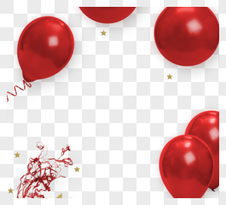 红色生日派对气球高清图片