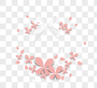 枫叶色粉色欧式婚礼爱心剪纸风格浪漫蝴蝶小花图片