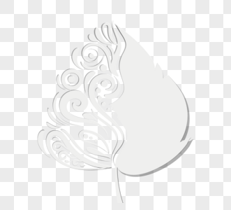 白色立体剪纸婚礼树叶边框图片