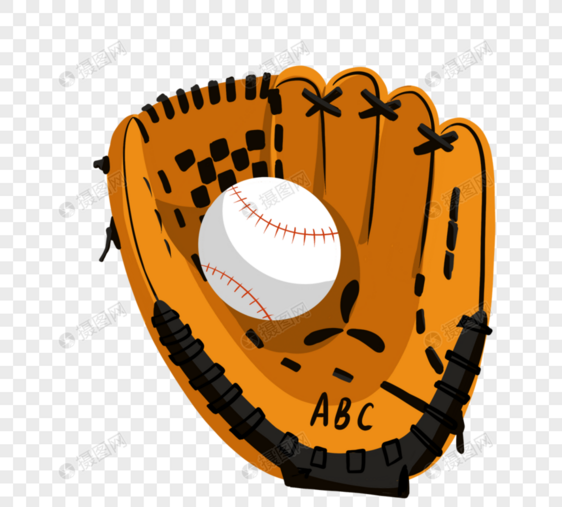 黄色棒球手套元素图片