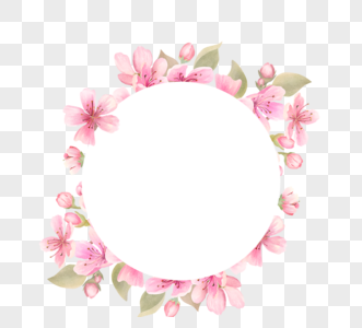简约粉色桃花圆形边框元素高清图片