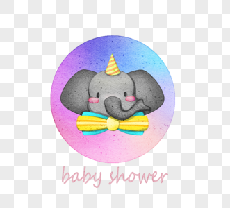 可爱婴儿淋浴大象与渐变效果高清图片