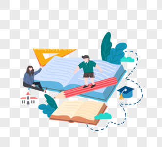 韩国创意书籍词句小人国教育插图图片