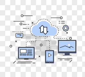 蓝色数据云线性电脑高清图片