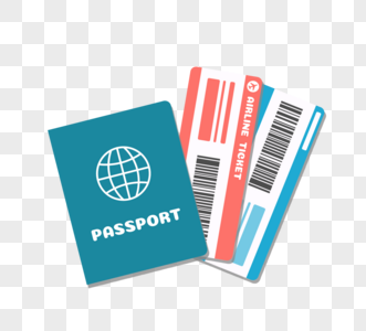 卡通旅行机票护照元素高清图片