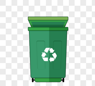 卡通绿色垃圾桶图片