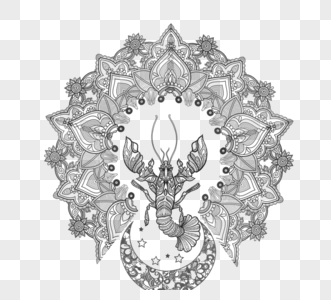 曼陀罗蝎子十二生肖月亮星星元素图片