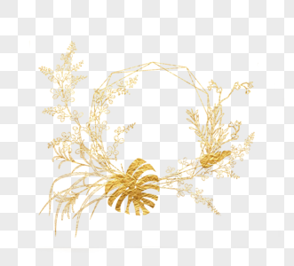 金色叶子边框元素高清图片