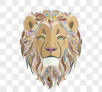 狮子头彩色线描设计图片