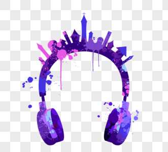 紫色油漆溅耳机图片