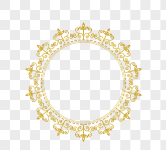 金色古典花纹圆形边框图片