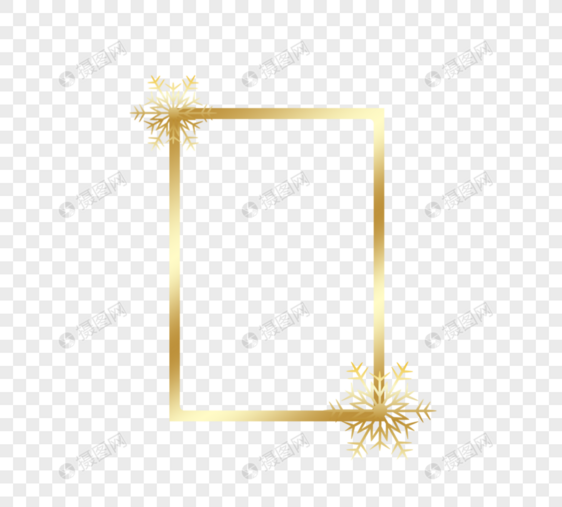 金色豪华圣诞节雪边框元素图片
