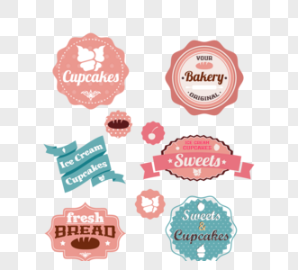 可爱卡通创意粉色棕色蛋糕店烘培店面包徽标图片