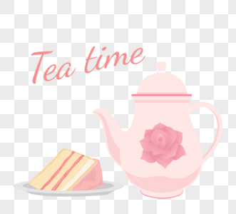 粉色茶壶蛋糕英伦下午茶高清图片