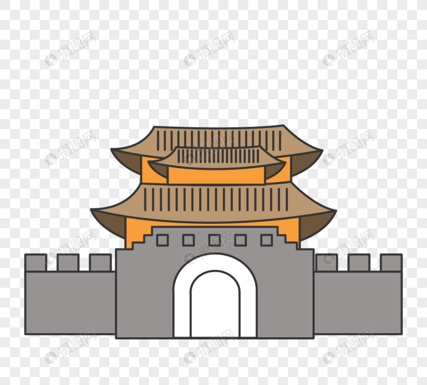 韩国古典城市门建筑元素图片