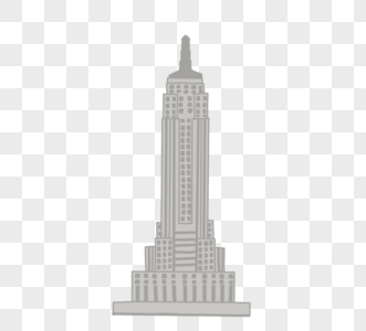 灰色纽约帝国大厦手绘元素图片