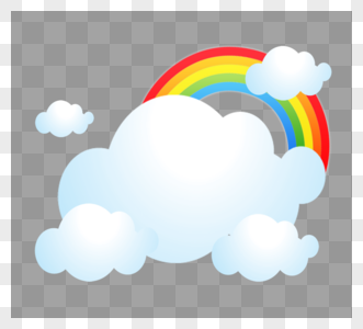 卡通手绘白云彩虹PNG元素云朵高清图片素材