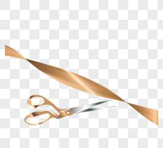 金色丝带剪刀设计元素图片