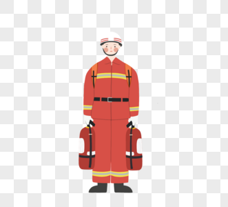 简约红色消防员人物形象元素高清图片