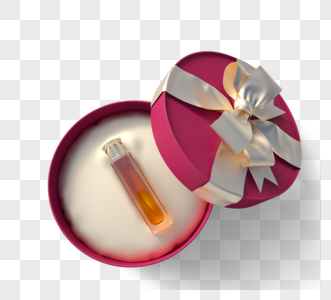 圆形红色香水礼盒3d元素图片