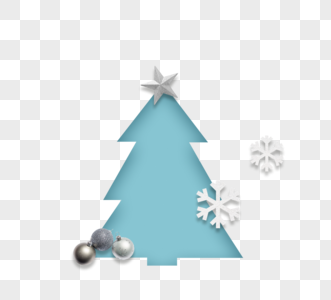 蓝色圣诞树元素图片