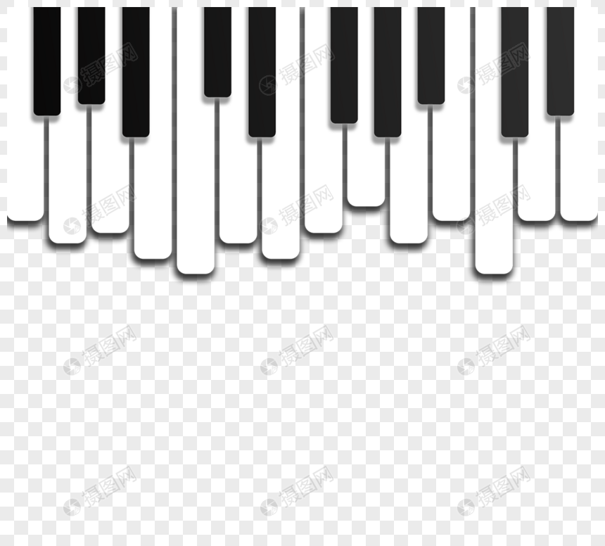 剪纸风格错落黑白钢琴键图片