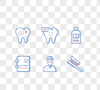 蓝色牙齿牙科类医疗线性图标高清图片